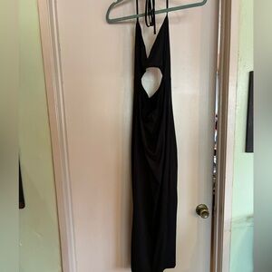 SHEIN SXY Solid Cut Out Halter Neck Dress